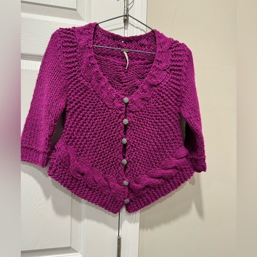 Free People Purple Knit Cardigan